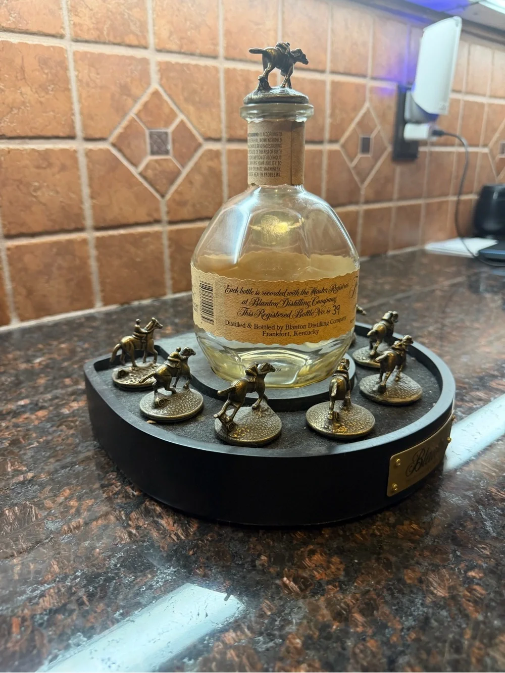 Collectible Blanton’s Stoppers Whiskey Bottle Display - Brown/Gold Accents